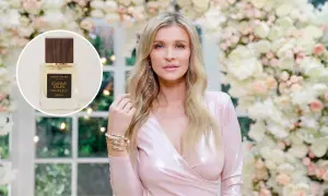 Joanna Krupa prezentuje swoje nowe perfumy "Yourself". Elegancka buteleczka z drewnianym korkiem i złoto-czarną etykietą.