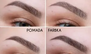 Porównanie: czym malować brwi – cień, kredka, pomada, farbka. Efekty na czterech zbliżeniach.