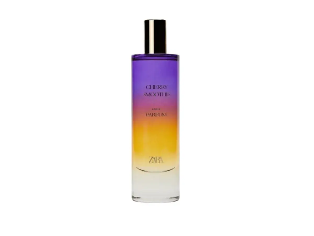 Perfum Cherry Smooth III od Zary, świetny zamiennik dla Lost Cherry, w gradientowych barwach fioletu i żółci.