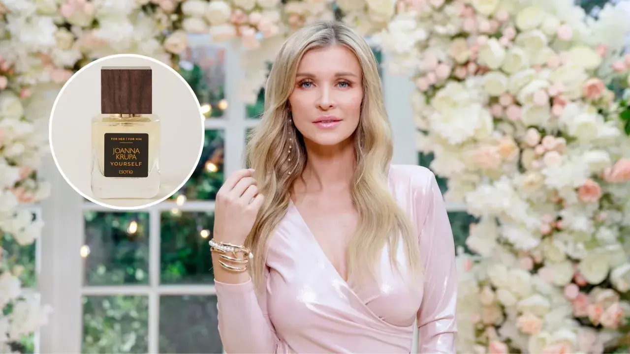 Joanna Krupa prezentuje swoje nowe perfumy "Yourself". Elegancka buteleczka z drewnianym korkiem i złoto-czarną etykietą.