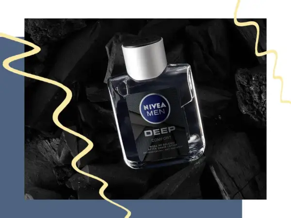 Woda po goleniu Nivea Men Deep Comfort z węglem drzewnym. Daje uczucie odświeżenia i komfortu po goleniu.